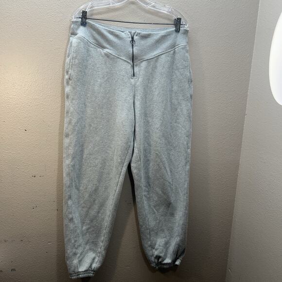 Aerie Gray Zipper Jogger Drawstring Sweatpants Size L Baggy Lounge Cozy Comfort - Picture 1 of 7